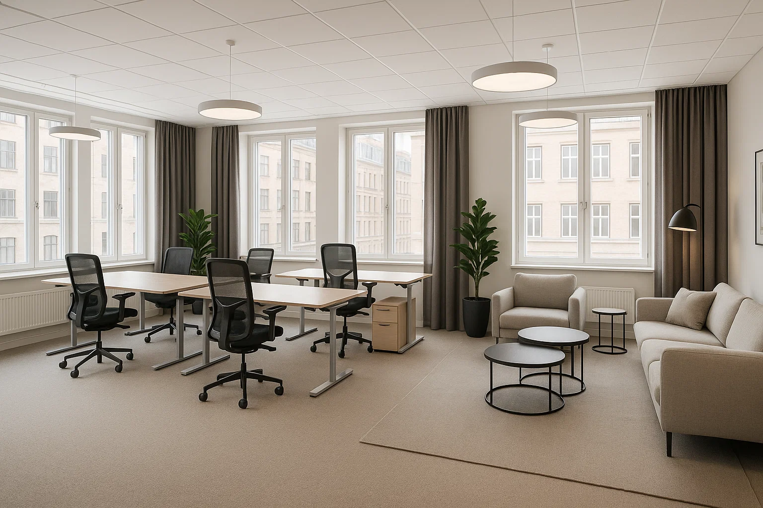 Modernt coworkingkontor på Codic Coworking, Drottninggatan 38 i Göteborg med stilren och funktionell design.