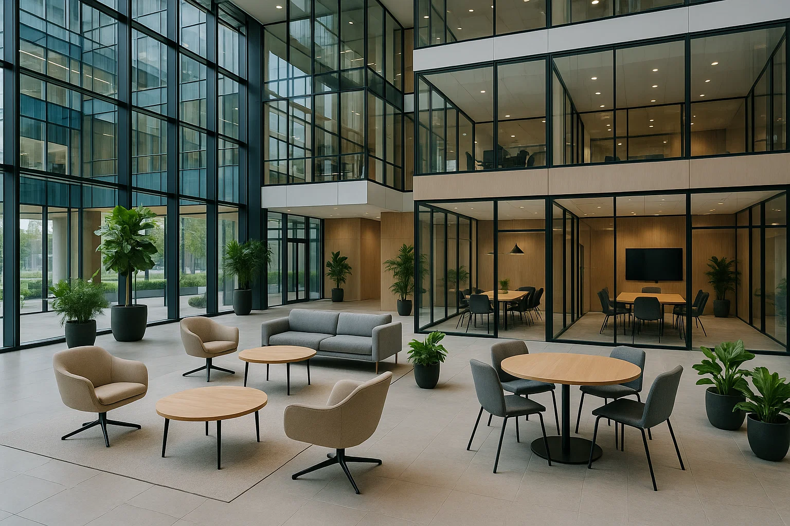 Modernt premiumkontorshotell i Sverige med ljusa coworkingytor och hållbar design.